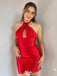 Sexy Red Halter Strap Tight Sleeveless Popular Cheap Short Homecoming Dresses, Birthday Party EPT220