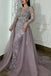 Unique Purple V-Neck Long Sleeve Mermaid Long Prom Dress Ideas, Evening Party Dresses,WGP1904