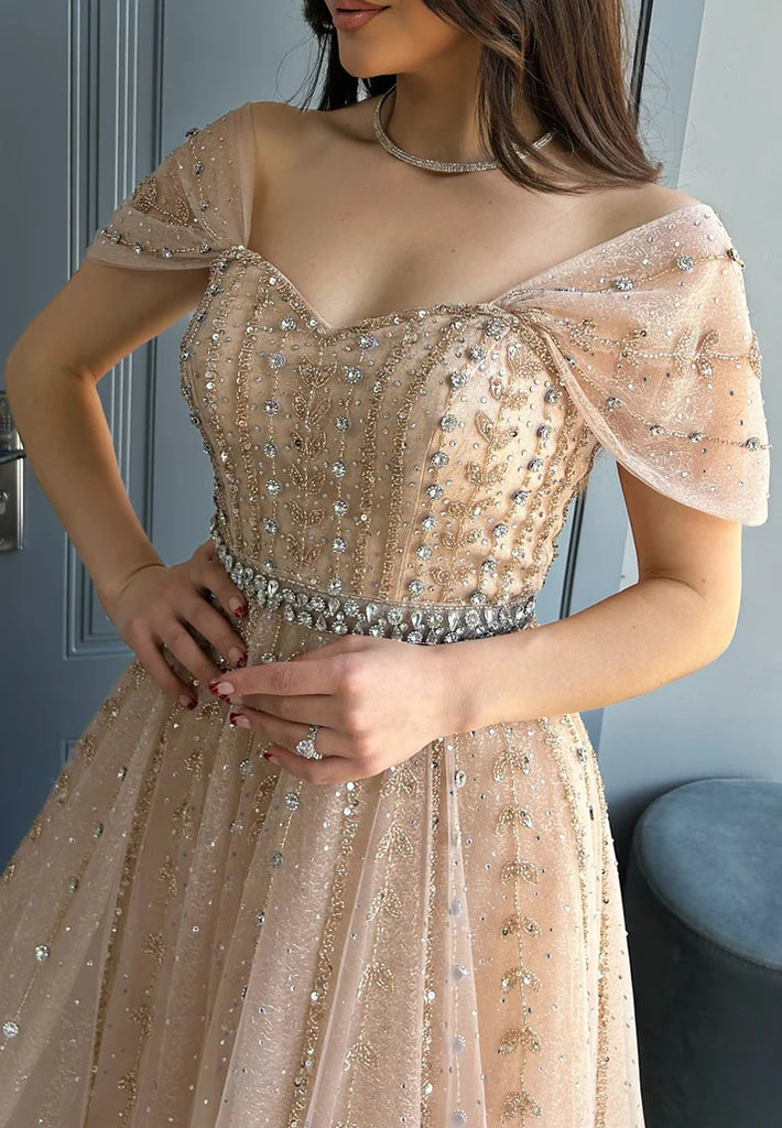 Elegant Pink Off-Shoulder A-Line Long Prom Dress Ideas, Evening Party Dresses,WGP1916