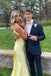 Pretty Pale Yellow V-Neck Prom Gown Sexy Crisscross Waistband Satin Mermaid Fit,WGP2107