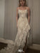 Unique Ivory Lace Mermaid Prom Dress High-Low Ruffle Hem Spaghetti Straps,WGP2141