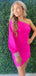 Sexy Pink One-Shoulder Mermaid Sleeveless Popular Cheap Short Homecoming Dresses, Birthday Party EPT236