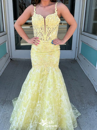 Gorgeous Spaghetti Strap Mermaid Long Prom Dress Ideas, Evening Party Dresses,WGP1544