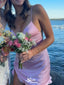 Elegant Spaghetti Strap V-neck Sheath Short Mini Homecoming Dress,EPT411