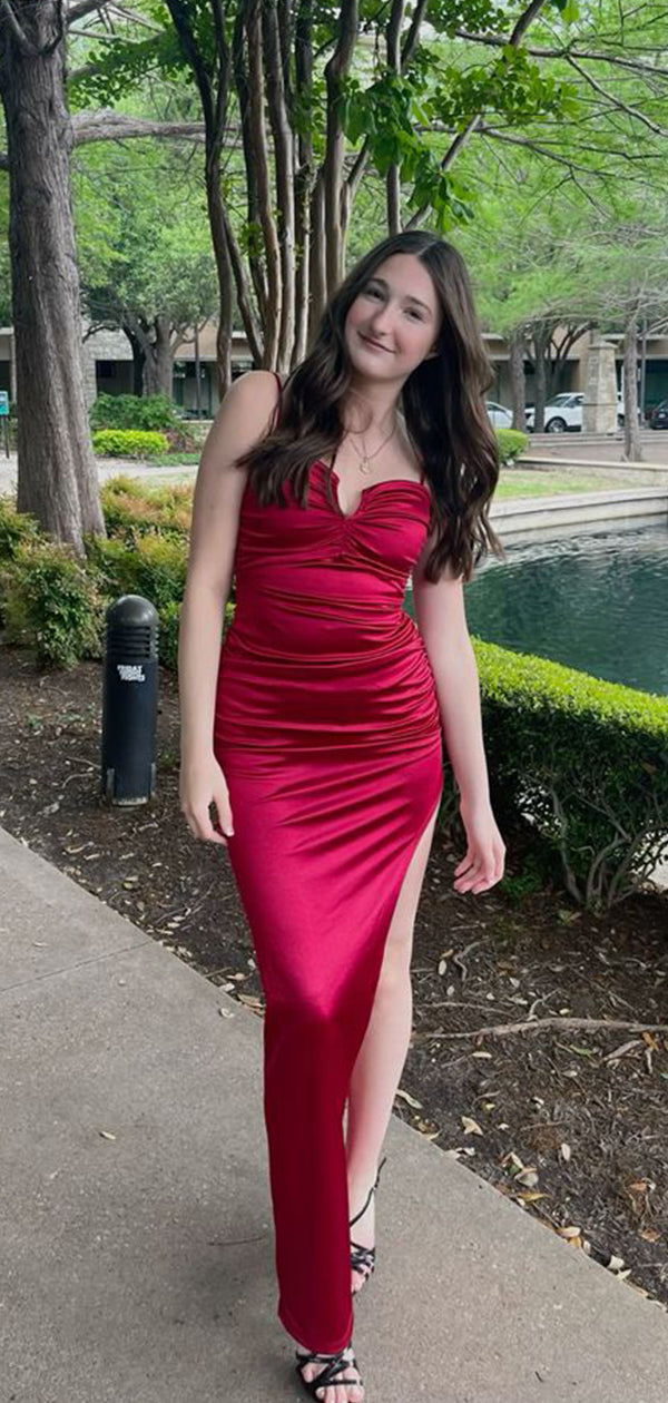 Sexy Red Spaghetti Strap Mermaid Side Slit Long Sleeveless Popular Lon Wish Gown Sexy Red Spaghetti Strap Mermaid Side Slit Long Sleeveless Popular Lon Wish Gown