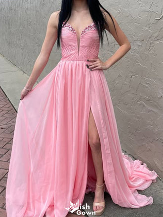 Elegant Strapless Notched A-line Long Prom Dress Ideas, Evening Party Dresses,WGP1546
