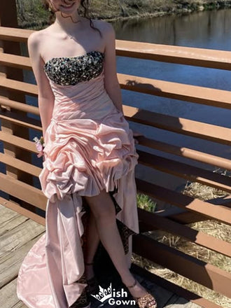 Gorgeous Strapless High-low Long Prom Dress Ideas, Evening Party Dresses,WGP1552