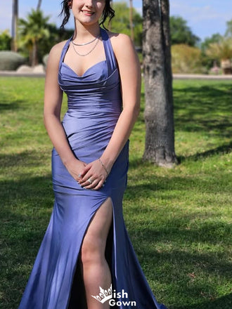 Elegant Halter Mermaid Long Prom Dress Ideas, Evening Party Dresses,WGP1556