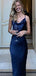 Sexy Blue Spaghetti Strap Mermaid Cowl Long Sleeveless Popular Long Evening Dresses, Formal Dresses, Birthday Party, WGP692