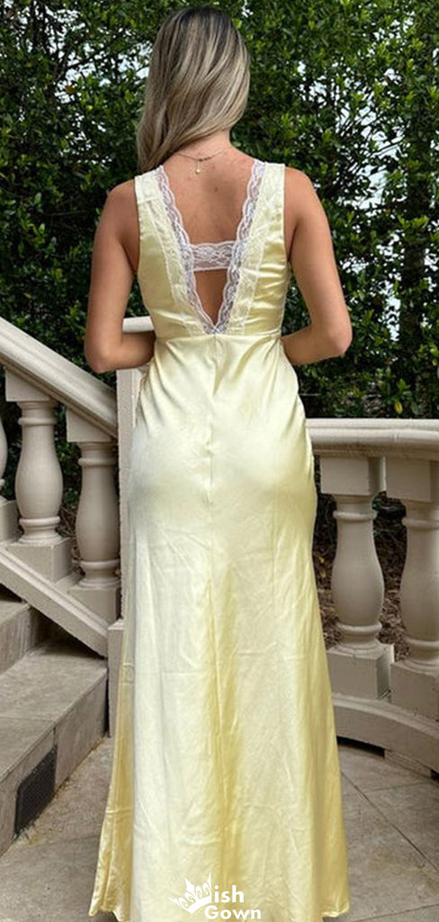 Elegant V-neck Lace Mermaid Long Prom Dress Ideas, Evening Party Dresses,WGP1149