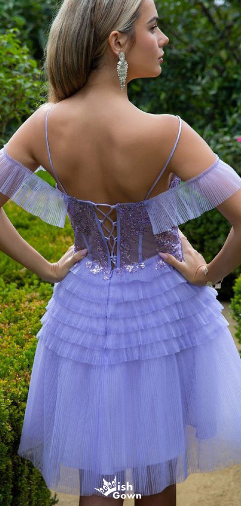Gorgeous Off-shoulder Sweetheart A-line Short Mini Homecoming Dress,EPT413