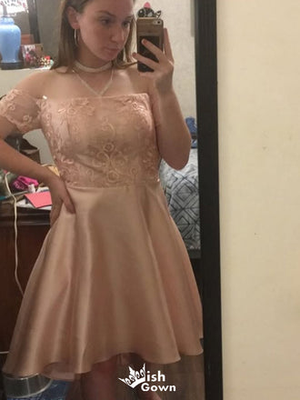 Gorgeous Off-shoulder Lace A-line Short Mini Homecoming Dress,EPT423