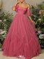 Elegant A-Line Sweetheart Off Shoulder Ruffles Maxi Prom Gowns,Evening Dresses,WGP345