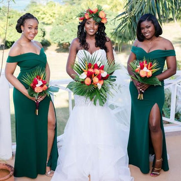 2021 Emerald Green African Mermaid Emerald Green Bridesmaid Dresses Sweep  Train Lace Appliques Spandex Wedding Guest Dress Modest Bridesmaid Prom  Gown From Verycute, $42.97