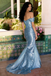 Glamorous Light Blue Shimmering Sequin Evening Gown with Ruched Wrap Bodice,WGP2194