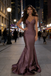 Stunning Mauve Satin Trumpet Prom Dress V-Neck Ruched Silhouette Evening Gown,WGP2205