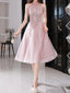 Sparkly Applique Pink Halter A-Line Long Prom Dress Ideas, Evening Party Dresses,WGP1917