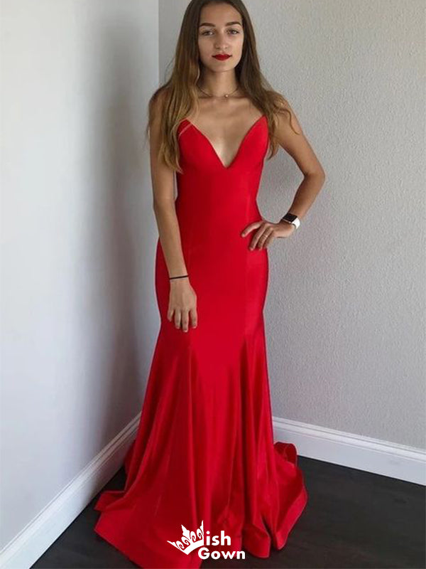 Gorgeous Red Sweetheart Mermaid Criss Cross Long Sleeveless Popular Long Evening Dresses, Formal Dresses, WGP699