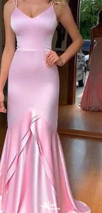 Elegant Spaghetti Strap V-neck Mermaid Long Prom Dress Ideas, Evening Party Dresses,WGP1604