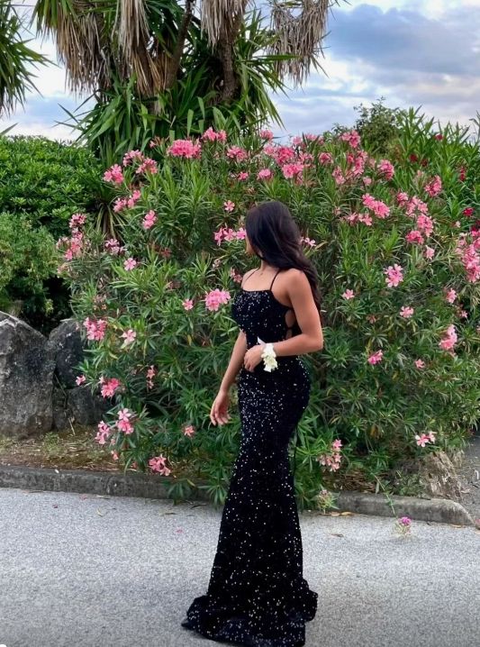 Sexy Black Mermaid Spaghetti Straps Party Prom Dresses,Evening Dresses,WGP303