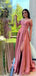 Elegant Pink Off-Shoulder A-Line Long Prom Dress Ideas, Evening Party Dresses, WGP1994