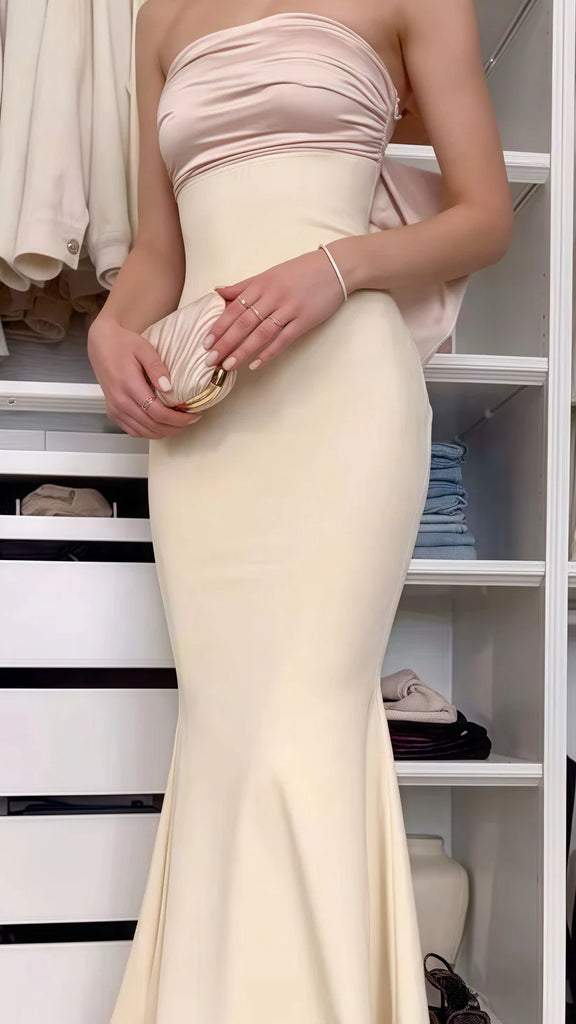 Elegant Champagne Sweetheart Mermaid Long Prom Dress Ideas, Evening Party Dresses,WGP1847