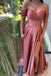 Elegant Pink Off-Shoulder A-Line Long Prom Dress Ideas, Evening Party Dresses, WGP1994