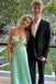 Unique Sage Green Strapless Satin A-Line Prom Dress with Bow Detail,WGP2126