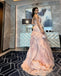 Modern Pale Pink Ruffle Prom Dress Strapless Tiered Tulle Party Gown,WGP2135