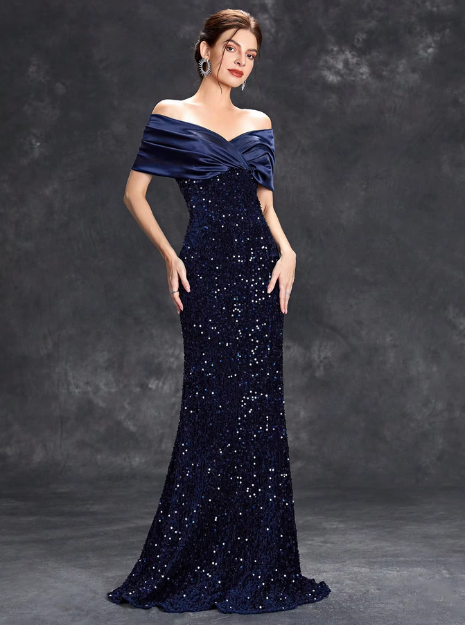 Shiny Elegant Off the Shoulder Mermaid Long Party Dress Prom Dresses,Evening Dress Online, WGP917