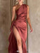 Elegant One-Shoulder Mermaid Side Slit Long Prom Dress Ideas, Evening Party Dresses , WGP1591