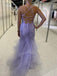 Sexy Purple Mermaid Spaghetti Strap Lace Long Sleeveless Long Party Prom Dresses,Evening Dress Online, WGP740