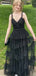 Elegant Black A-Line V-Neck Long Sleeveless Long Party Prom Dresses,Evening Dress Online, WGP746