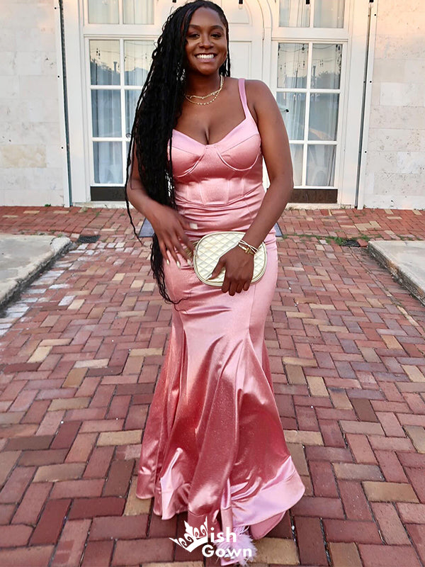 Elegant Pink Mermaid Scoop Long Sleeveless Long Party Prom Dresses,Eve Wish Gown Elegant Pink Mermaid Scoop Long Sleeveless Long Party Prom Dresses,Eve Wish Gown