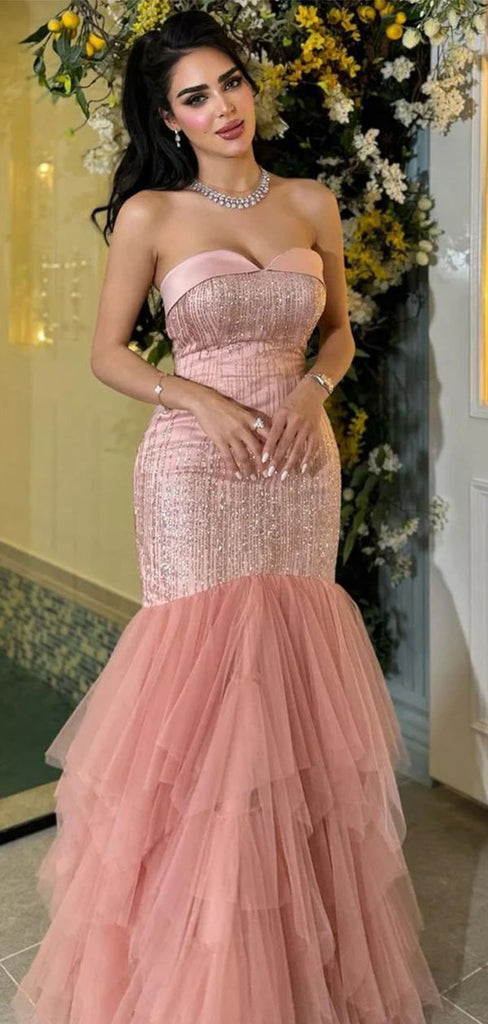 Elegant Pink Sweetheart Mermaid Long Prom Dress Ideas, Evening Party Dresses,WGP1897