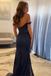 Elegant Navy Blue Off-Shoulder Mermaid Long Prom Dress Ideas, Evening Party Dresses, WGP2023