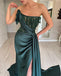 Chic Green Sweetheart Mermaid Side Slit Long Prom Dress Ideas, Evening Party Dresses,WGP1957