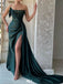 Chic Green Sweetheart Mermaid Side Slit Long Prom Dress Ideas, Evening Party Dresses,WGP1957