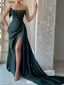 Chic Green Sweetheart Mermaid Side Slit Long Prom Dress Ideas, Evening Party Dresses,WGP1957