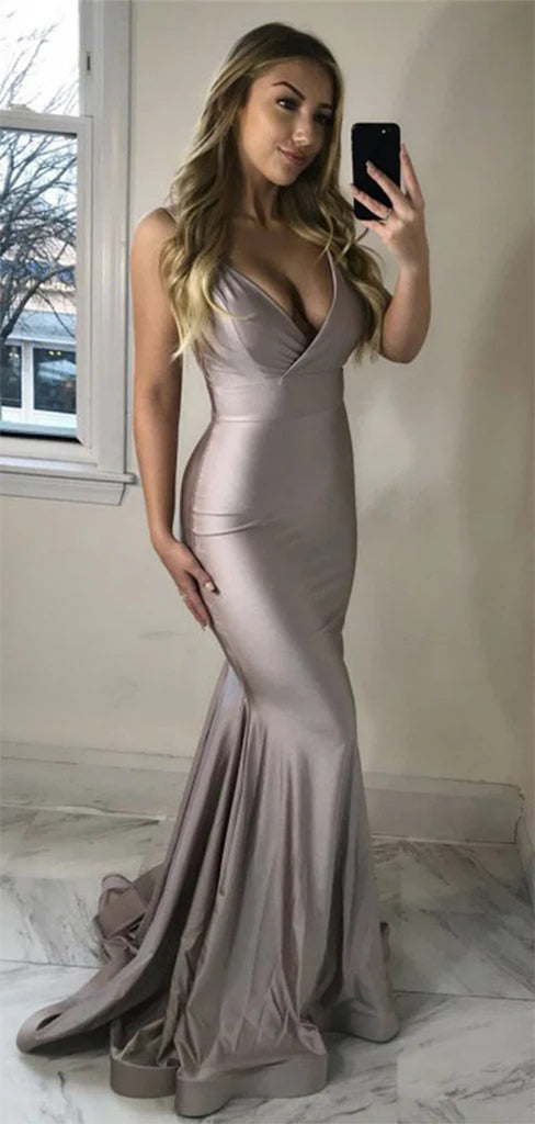 Sexy Spaghetti Strap V-Neck Mermaid Long Sleeveless Long Party Prom Dresses,Evening Dress Online, WGP764