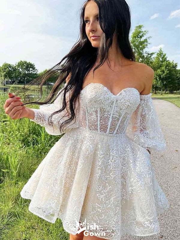 Elegant White Off Shoulder Sweetheart Ball Gown Popular Cheap Short Ho Wish Gown Elegant White Off Shoulder Sweetheart Ball Gown Popular Cheap Short Ho Wish Gown