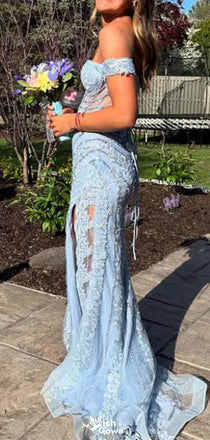 Elegant Off-shoulder Mermaid Long Prom Dress Ideas, Evening Party Dresses,WGP1714