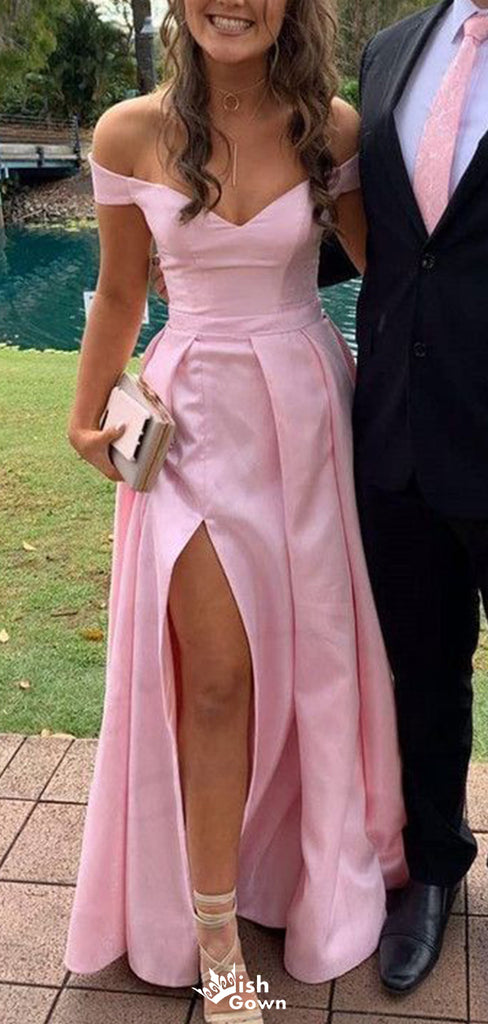 Elegant Off-shoulder A-line Long Prom Dress Ideas, Evening Party Dresses,WGP1717