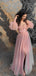Elegant Pink Off-Shoulder A-Line Long Prom Dress Ideas, Evening Party Dresses,WGP1920