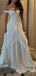 Elegant White Off-Shoulder A-Line Long Prom Dress Ideas, Evening Party Dresses,WGP1796