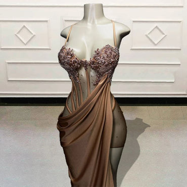 Sexy Glod Spaghetti Strap Mermaid Long Prom Dress Ideas, Evening Party Dresses,WGP1670