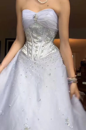 Unique White Sweetheart A-Line Long Prom Dress Ideas, Evening Party Dresses,WGP1746