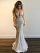 Sexy White V-Neck Mermaid Long Prom Dress Ideas, Evening Party Dresses,WGP1969