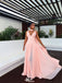 Popular Pink V-Neck A-Line Long Prom Dress Ideas, Evening Party Dresses,WGP1807
