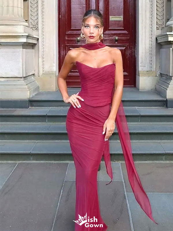 Sexy Burgundy Sweetheart Mermaid Long Prom Dress Ideas, Evening Party Dresses,WGP1867